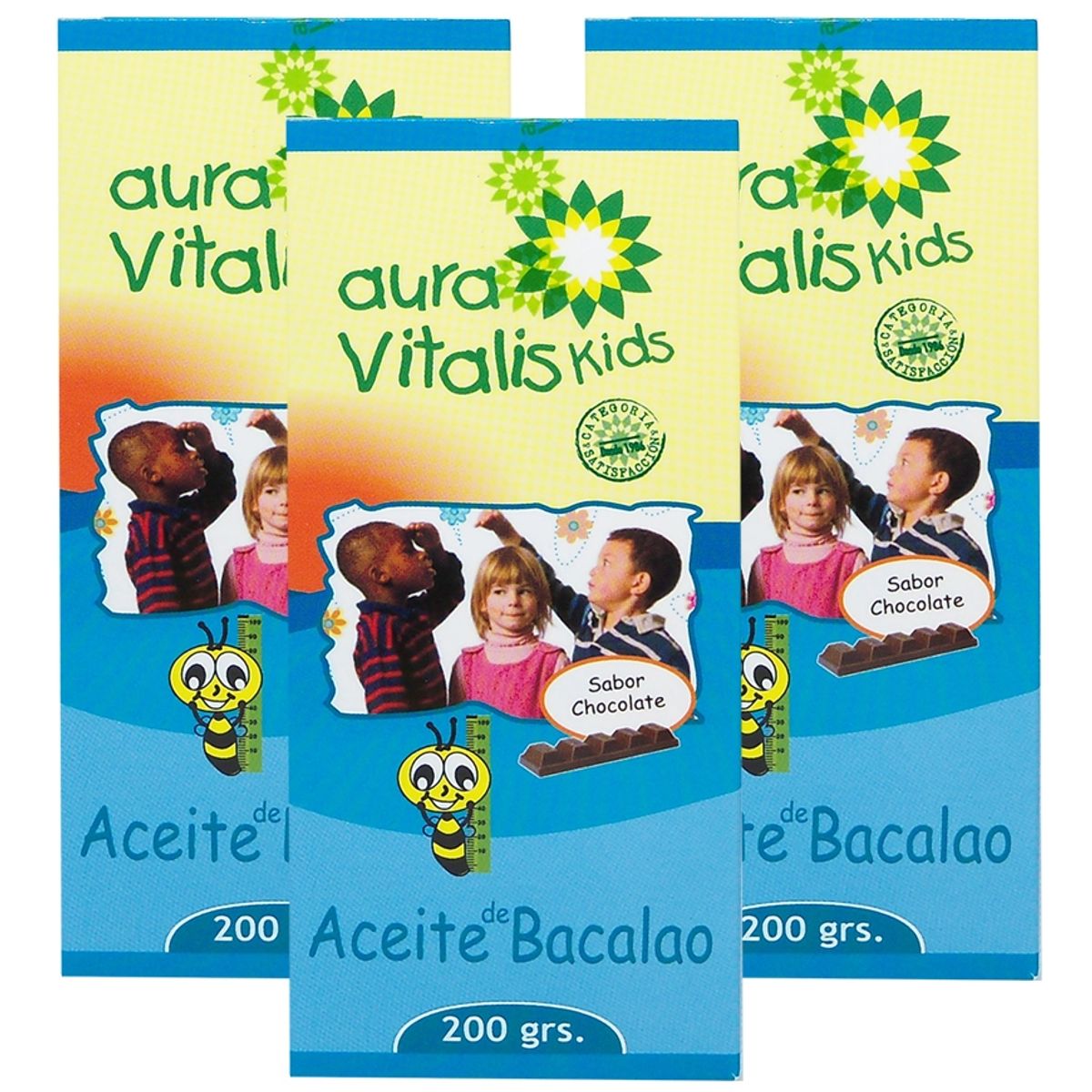AURA VITALIS - 3 X AURA VITALIS KIDS JBE. ACEITE HIGADO BACALAO - CHOCOLATE 200 GR