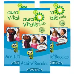 AURA VITALIS - 3 X KIDS JBE. ACEITE HIGADO BACALAO - CHOCOLATE 200 GR