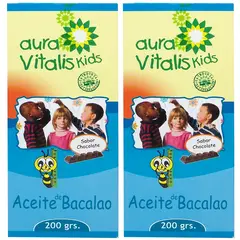 AURA VITALIS - 2 X KIDS JBE. ACEITE HIGADO BACALAO - CHOCOLATE 200 GR