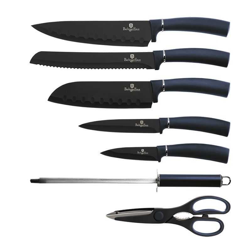 BERLINGER HAUS - Cuchillos de acero 8 pcs + atril acrilico