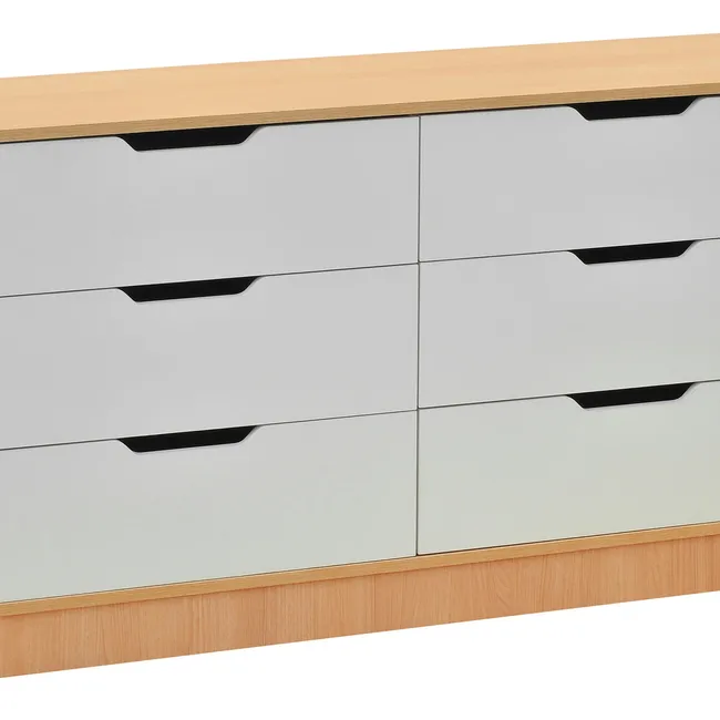 MOBIKIT - Comoda Misuri 6 Cajones Carvalo Blanco Mobikit