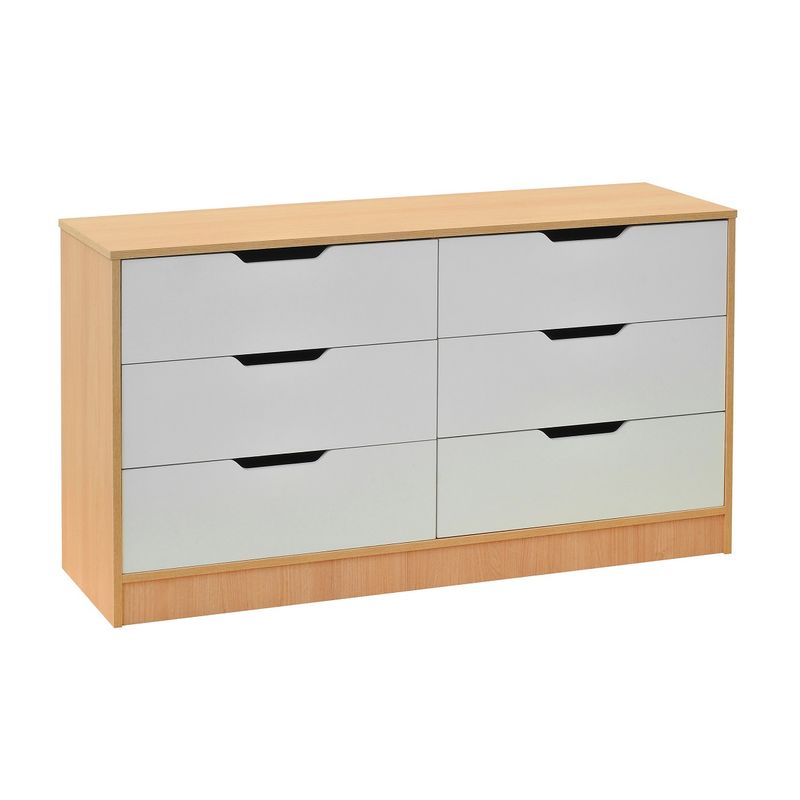 MOBIKIT - Comoda Misuri 6 Cajones Blanco-Carvalo Mobikit