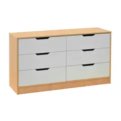 MOBIKIT - Comoda Misuri 6 Cajones Blanco-Carvalo