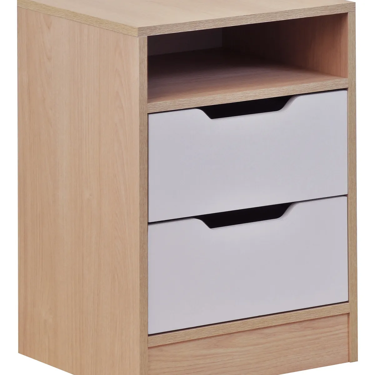 MOBIKIT - Velador Misuri 2 Cajones Carvalo Blanco Mobikit