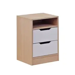 MOBIKIT - Velador Misuri 2 Cajón CZ Blanco-Carvalo