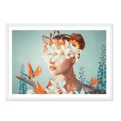 ALCUADRADO - Cuadro Individual Flores De Mujer Blanco