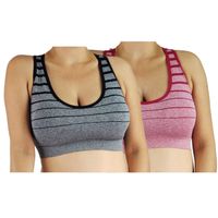 Pack 2 Sostén Deportivo Elasticado Mujer. Peto Musculosa Lineas.