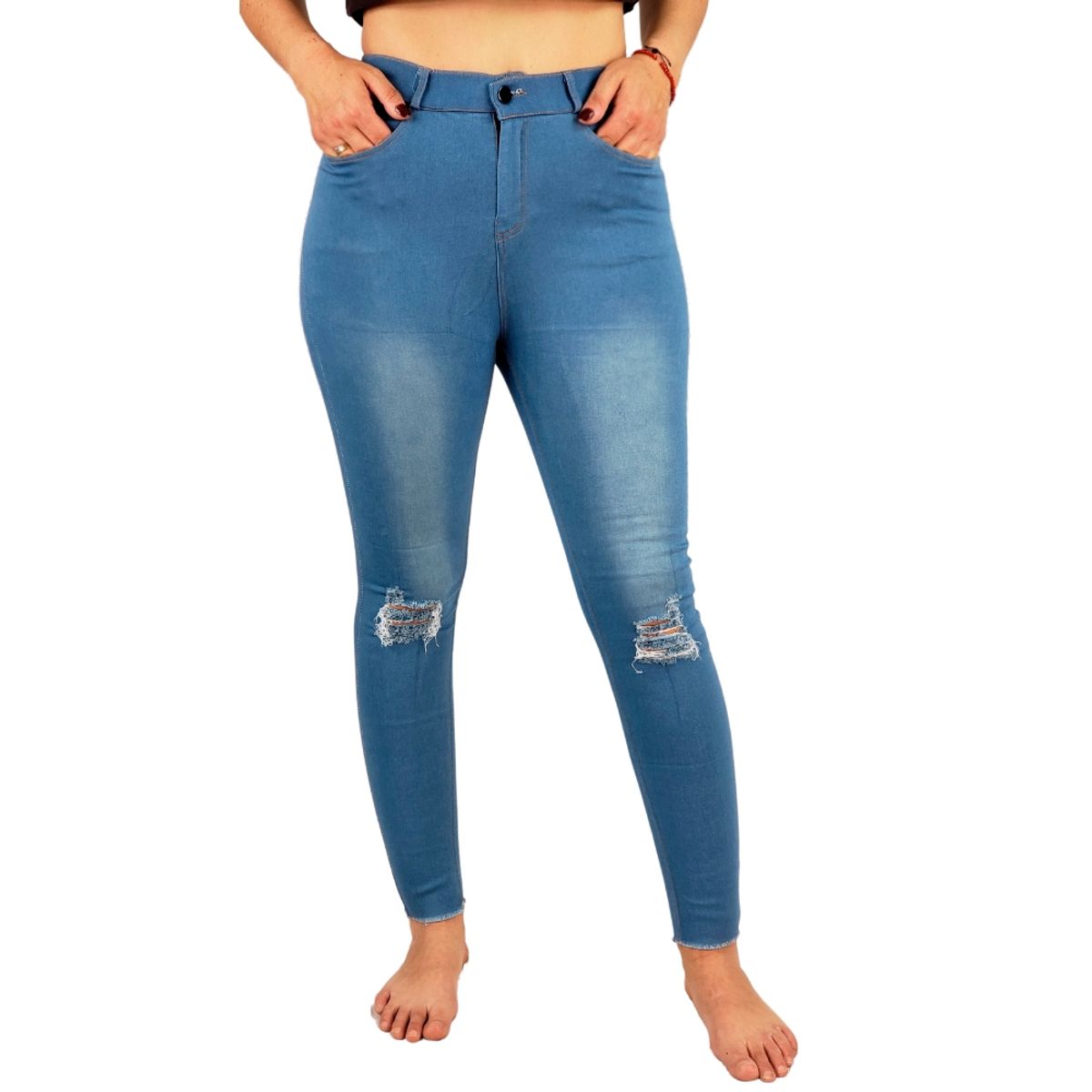 LOOK SHOP - Leggins Tela Jeans Pantalon Elasticado Calza Lindo Calce. Tajos 31