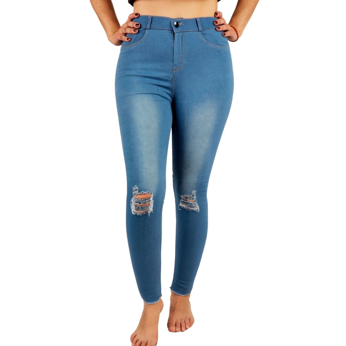 LOOK SHOP - Leggins Tela Jeans Pantalon Elasticado Calza Lindo Calce. Tajos 31