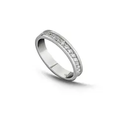 MIA JOYAS - Anillo Compromiso Medio Cintillo Oro Blanco 18K con Diamantes