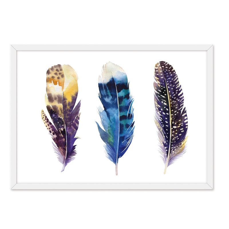 ALCUADRADO - Cuadro Individual Plumas Colores Blanco Alcuadrado