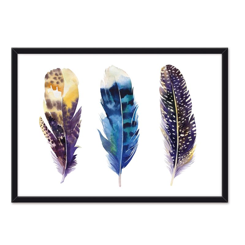 ALCUADRADO - Cuadro Individual Plumas Colores Negro Alcuadrado