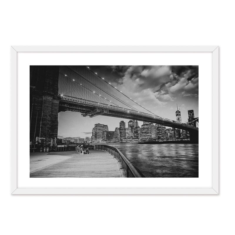 ALCUADRADO - Cuadro Individual Puente Blanco Y Negro Blanco Alcuadrado