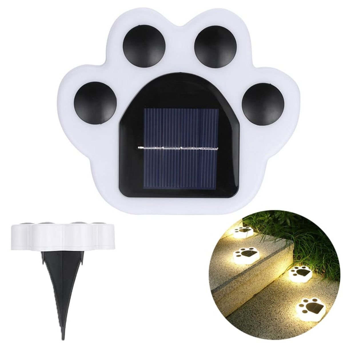 MIABU - Luz Solar Con Estaca Diseño Huella Cálida Para Jardin