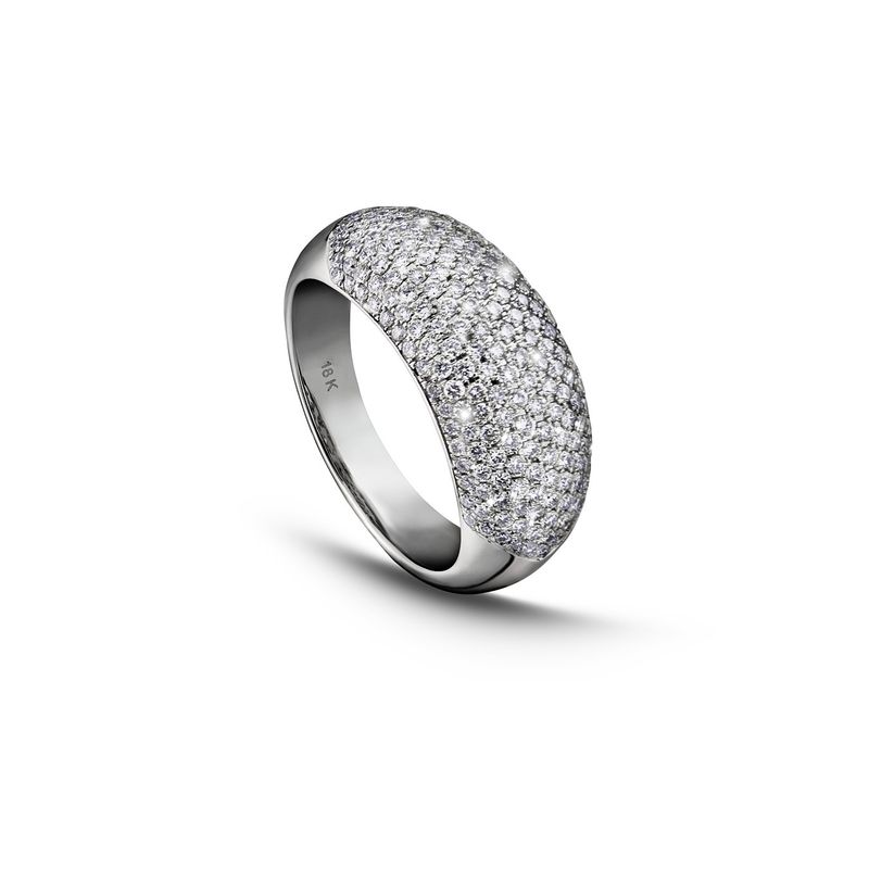 MIA JOYAS - Anillo Compromiso Medio Cintillo Oro Blanco 18K con Diamantes