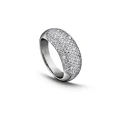 MIA JOYAS - Anillo Compromiso Medio Cintillo Oro Blanco 18K con Diamantes