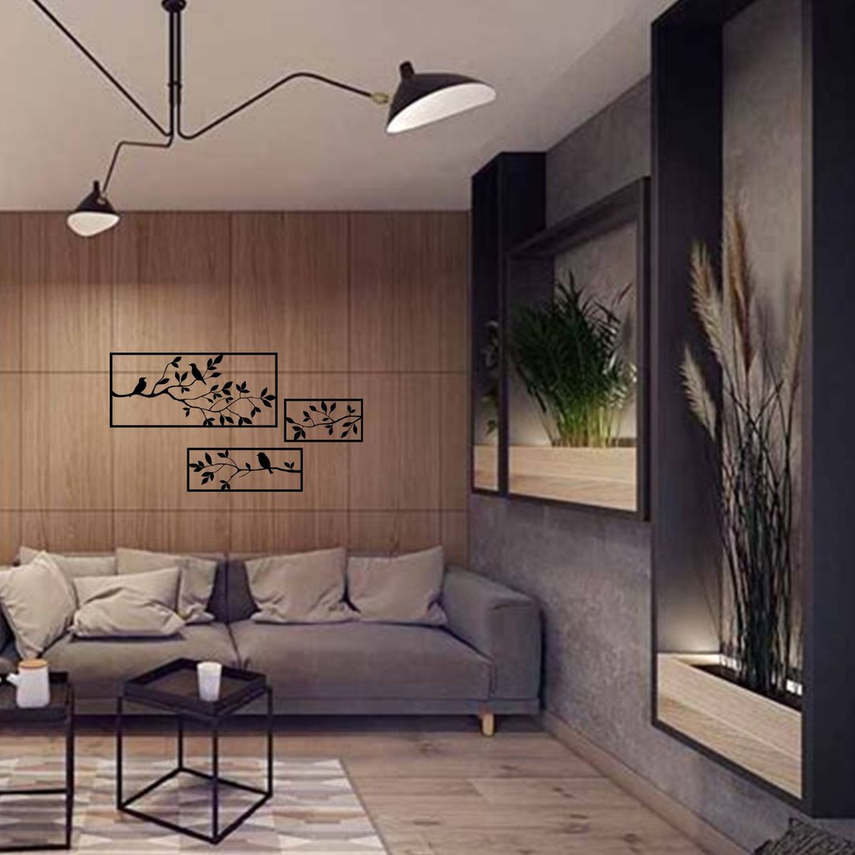 GENERICO - Cuadros Ramas Con Pájaros Pack 3ud