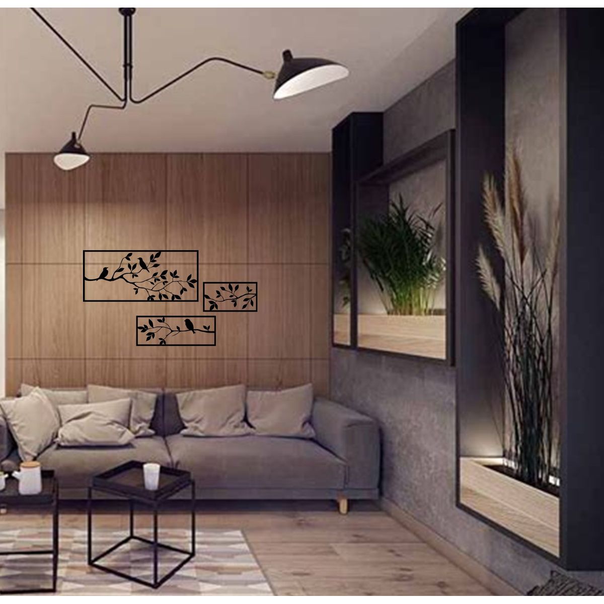 GENERICO - Cuadros Ramas Con Pájaros Pack 3ud