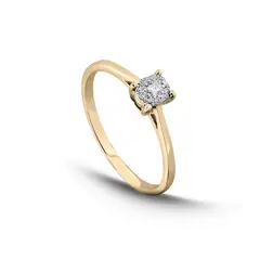 MIA JOYAS - Anillo Compromiso Solitario Oro 18K con Diamante de 5 ptos.