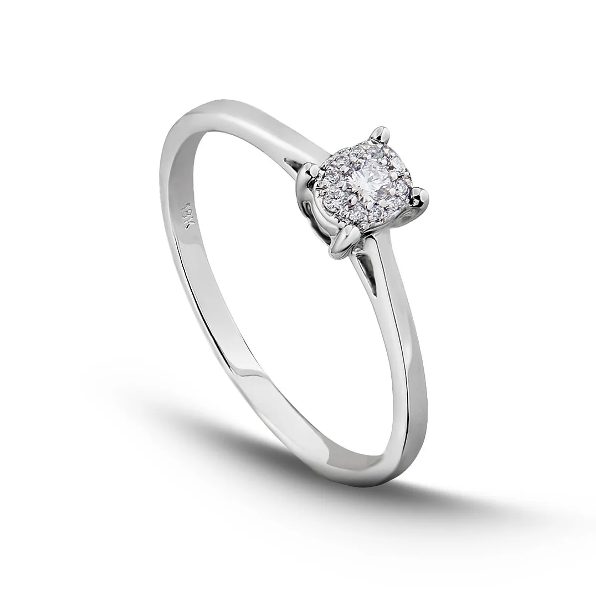 MIA JOYAS - Anillo Compromiso Solitario Oro 18K con Diamante de 5 ptos.