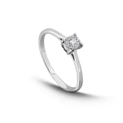 MIA JOYAS - Anillo Compromiso Solitario Oro 18K con Diamante de 5 ptos.