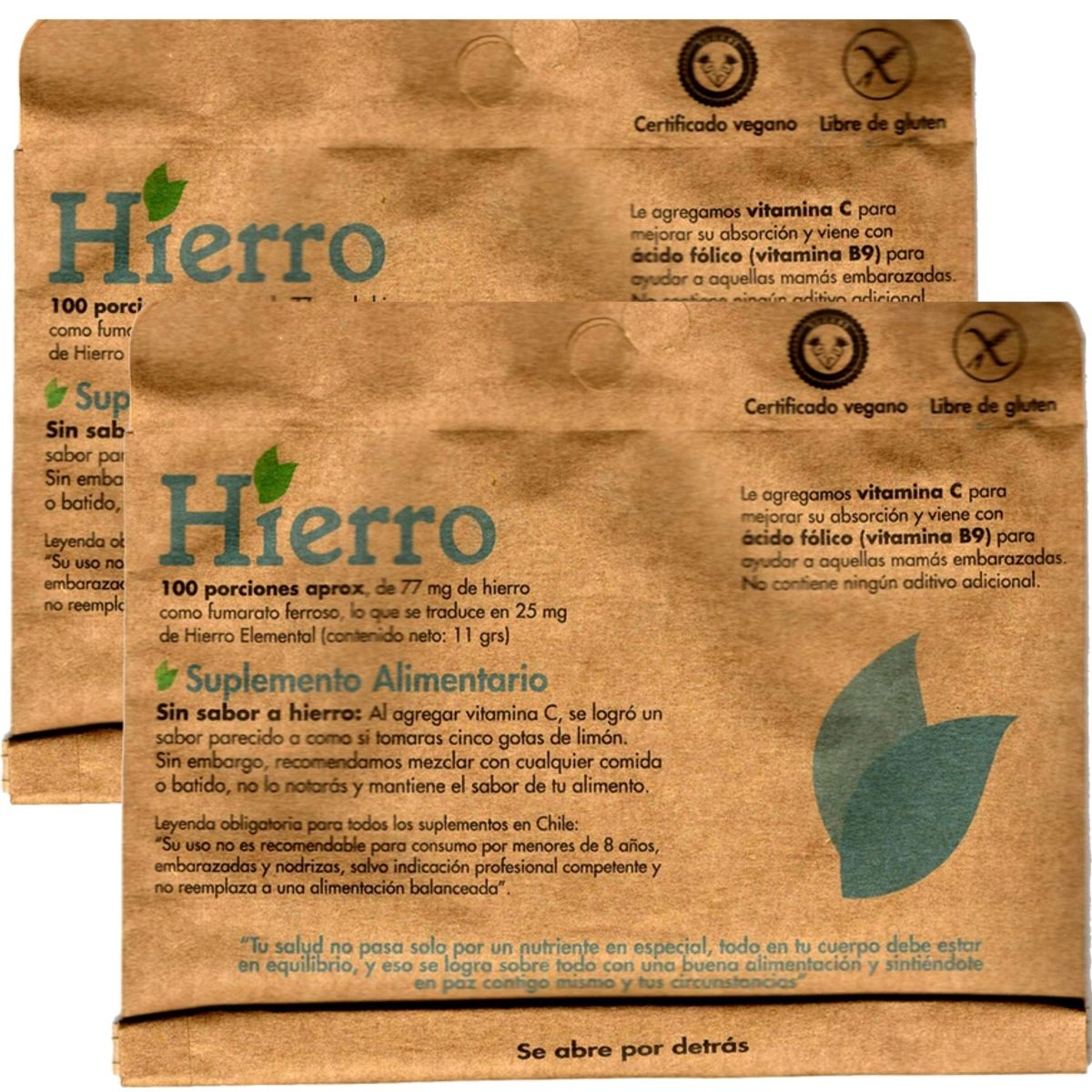 DULZURA NATURAL - 2 PACK HIERRO NUTRICIONAL EN POLVO + VITAMINA C - 3 MESES DE USO