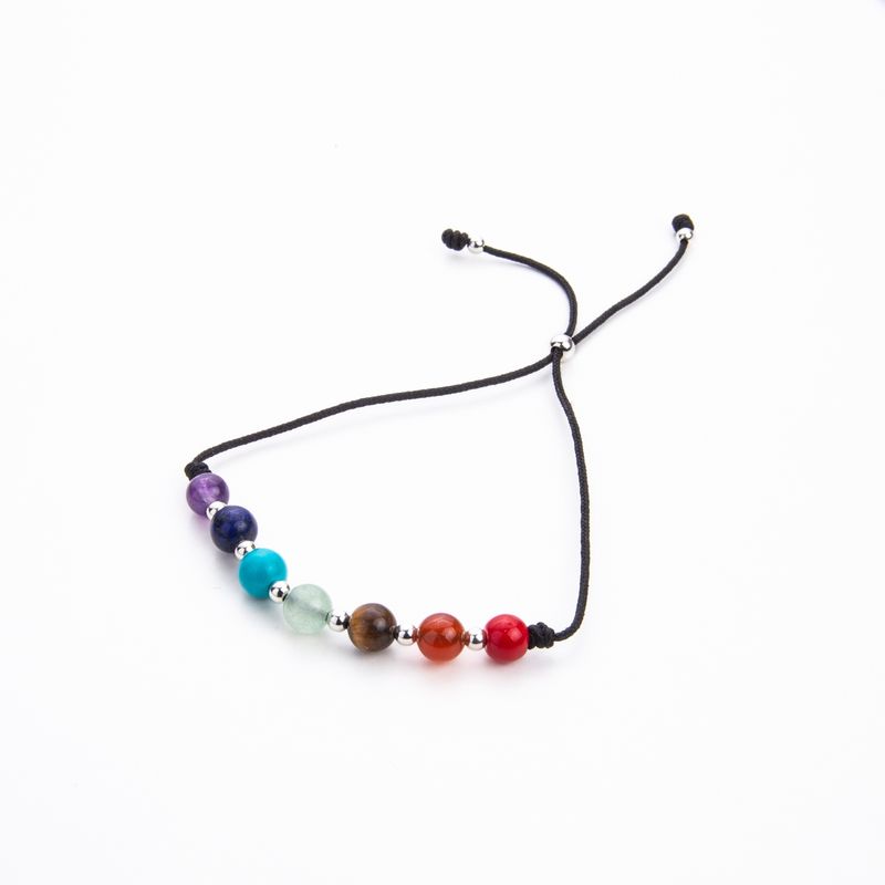 MCPTIENDATALLER - Pulsera negra regulable 7 chakras