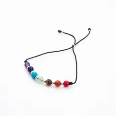 MCPTIENDATALLER - Pulsera negra regulable 7 chakras
