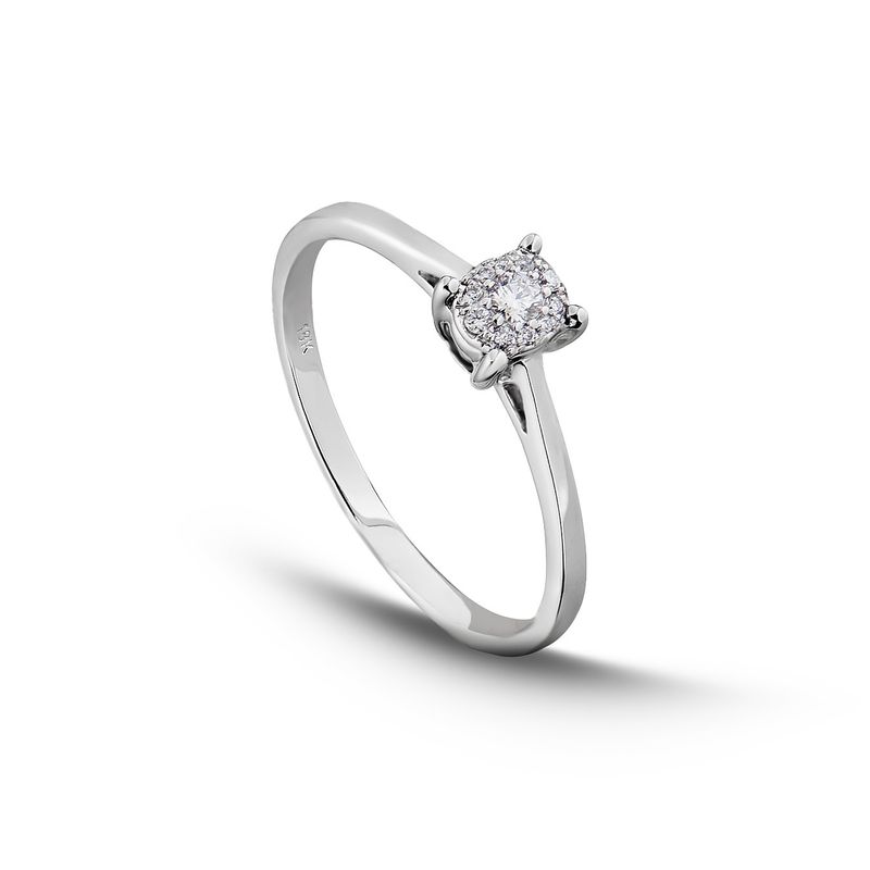 MIA JOYAS - Anillo Compromiso Solitario Oro 18K con Diamante de 9 ptos.