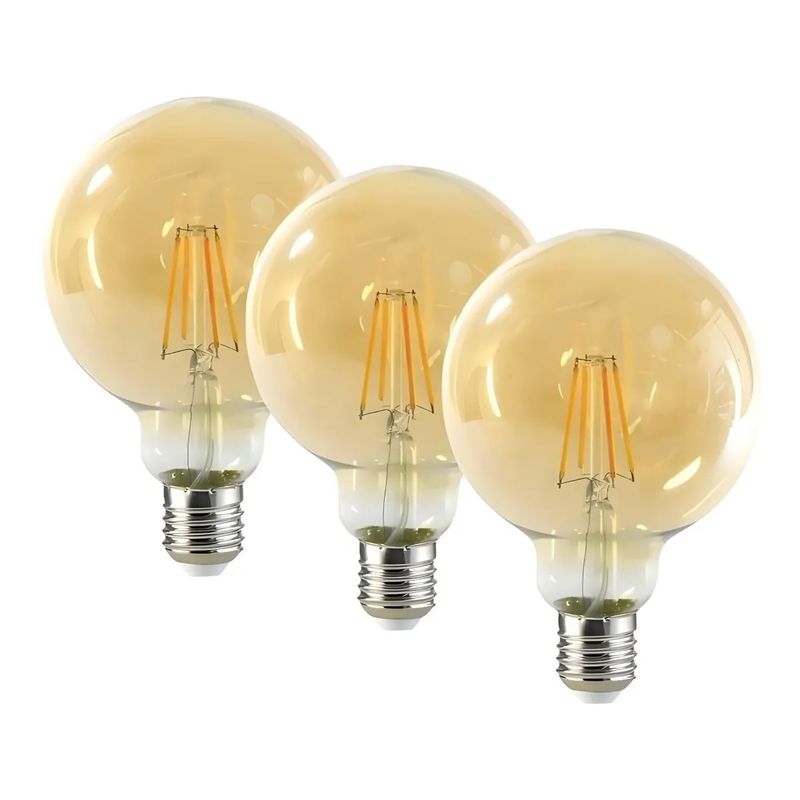 GENERICO - X3 Ampolletas Vintage Ampolleta Led E27 Filamento Globo 6w