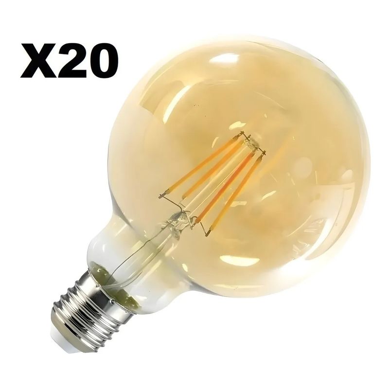 GENERICO - X20 Ampolletas Vintage Ampolleta Led E27 Filamento Globo 6w
