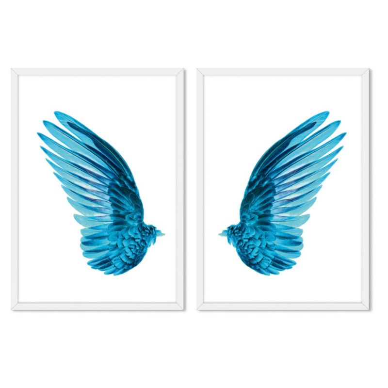 ALCUADRADO - Cuadros Set Dobles Blue Wings Blanco Alcuadrado