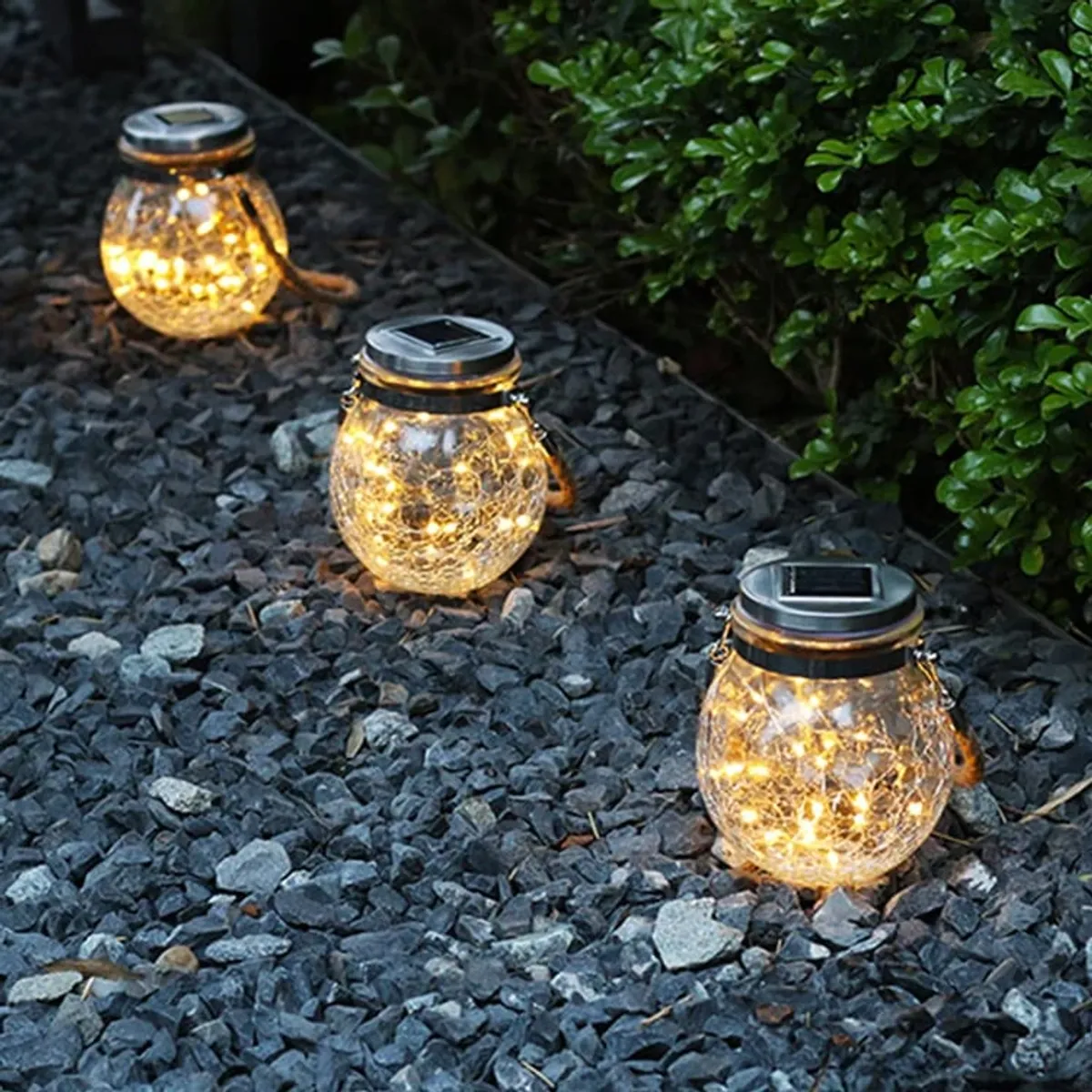 MIABU - Esfera Frasco Solar Luz Cálida Colgante Jardín Lámpara