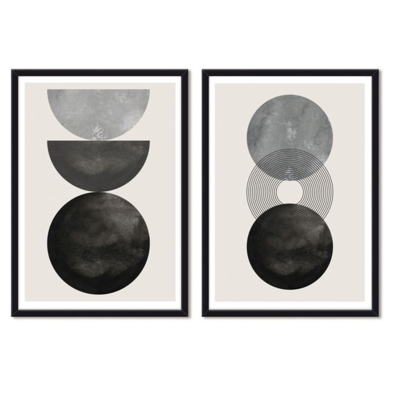 ALCUADRADO - Cuadros Set Dobles Area Lunar Negro Alcuadrado
