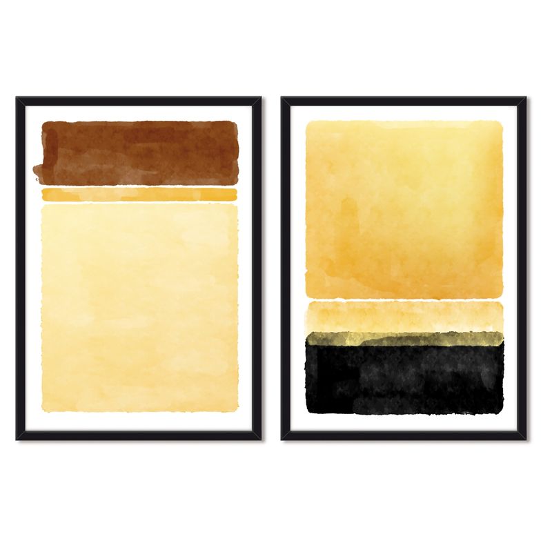 ALCUADRADO - Cuadros Set Dobles Abstracto Solar Negro Alcuadrado
