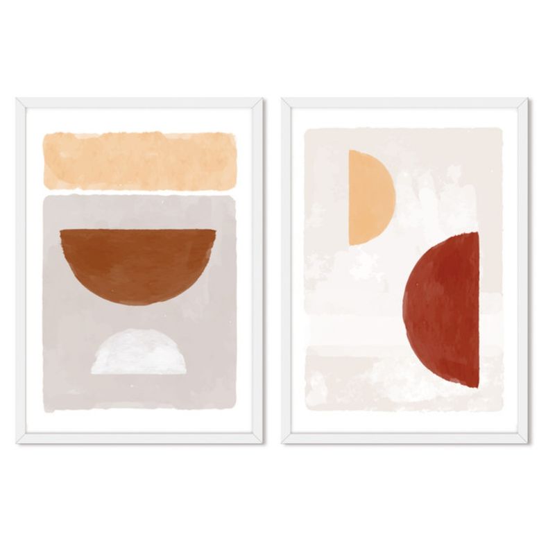ALCUADRADO - Cuadros Set Dobles Abstracto Media Luna Blanco Alcuadrado