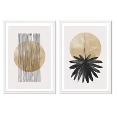 ALCUADRADO - Cuadros Set Dobles Duo Ocre Blanco