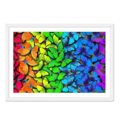 ALCUADRADO - Cuadro Individual Mariposas Multicolor Blanco