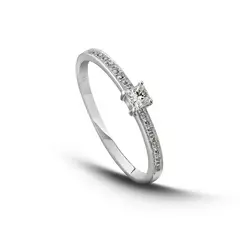 MIA JOYAS - Anillo Compromiso Solitario Pavé Oro 18K con Diamantes