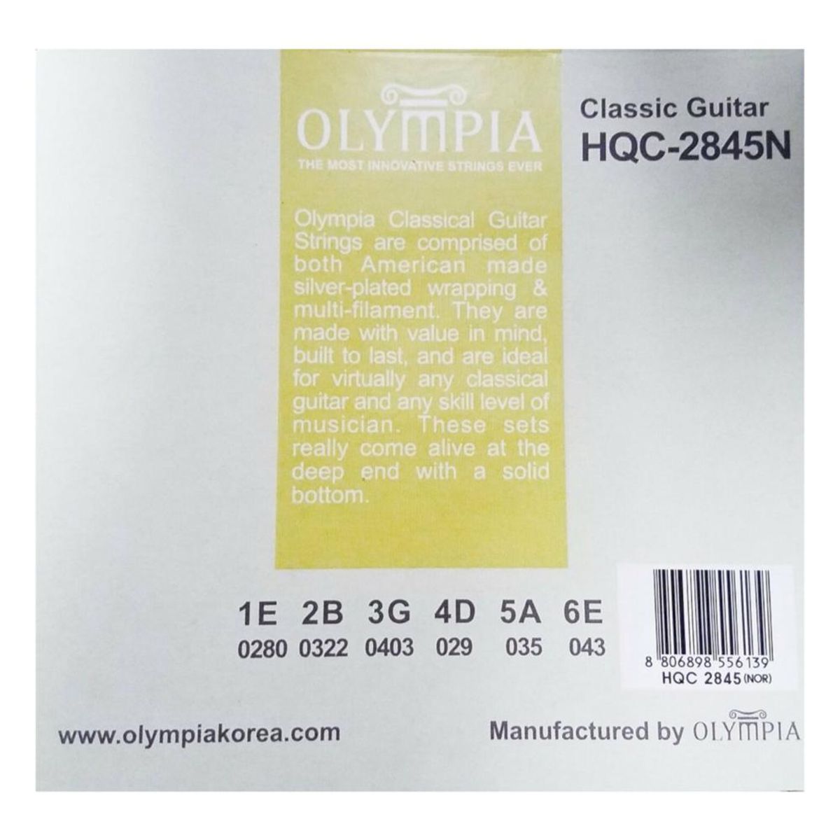 OLYMPIA - Cuerdas para Guitarra Clasica Olympia HQC-2845H - Plateado