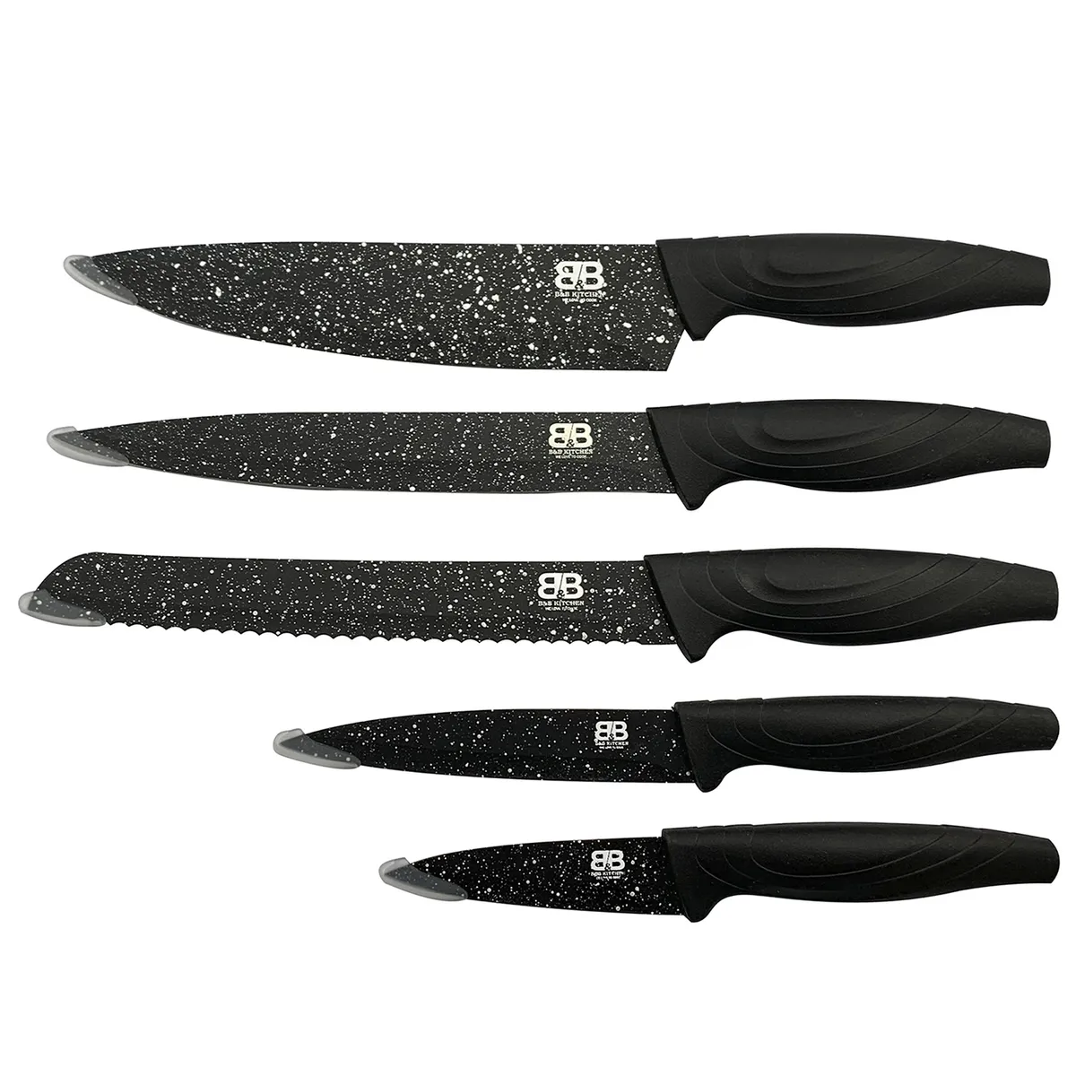 BYB - Juego de cuchillos 5 piezas + atril acrilico