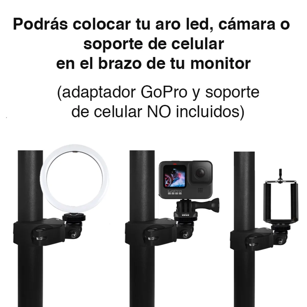 NEWO - Abrazadera montaje celular GoPro atril brazo Monitor