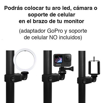 Imagen 2 del producto Abrazadera montaje celular GoPro atril brazo Monitor