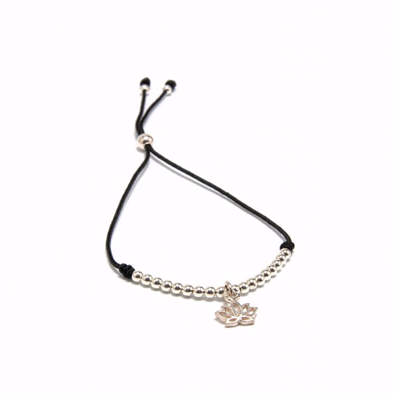 MCPTIENDATALLER - Pulsera negra regulable flor de loto