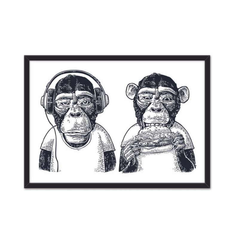 ALCUADRADO - Cuadro individual Monkey Negro Alcuadrado