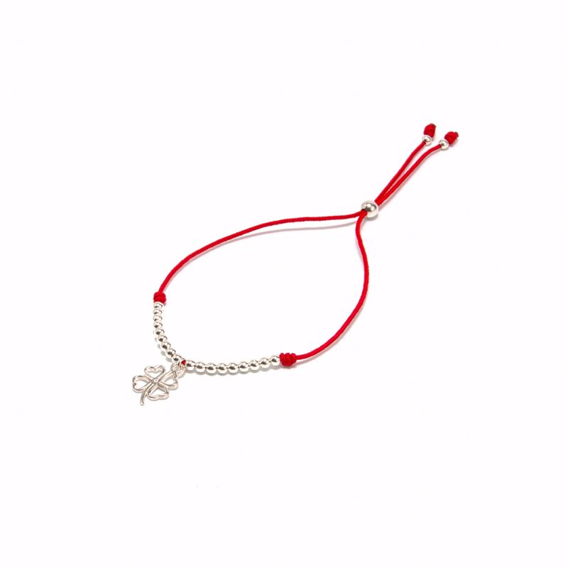 MCPTIENDATALLER - Pulsera roja regulable trébol