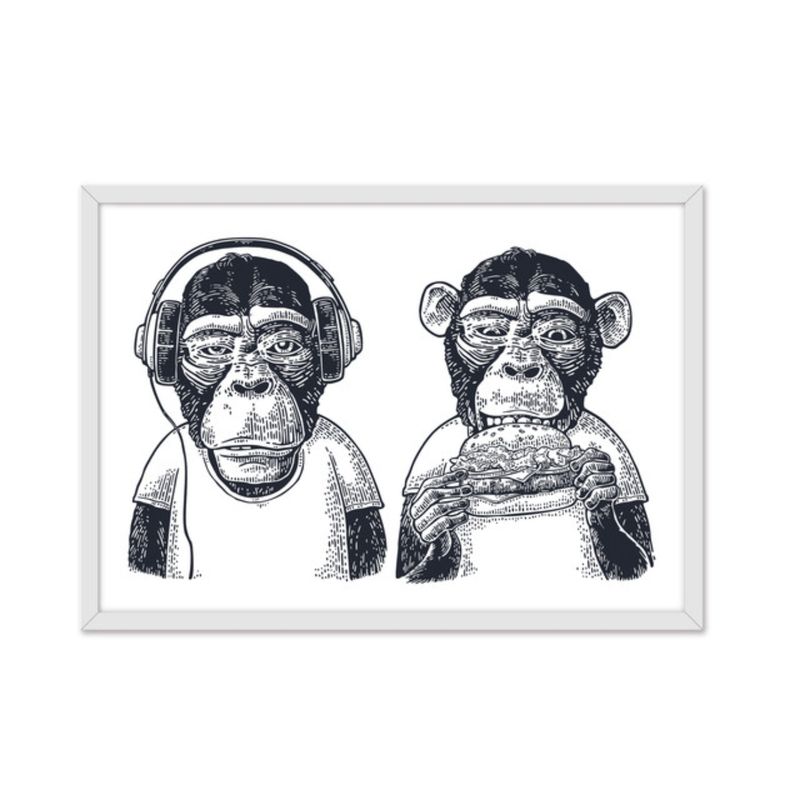 ALCUADRADO - Cuadro individual Monkey Blanco Alcuadrado