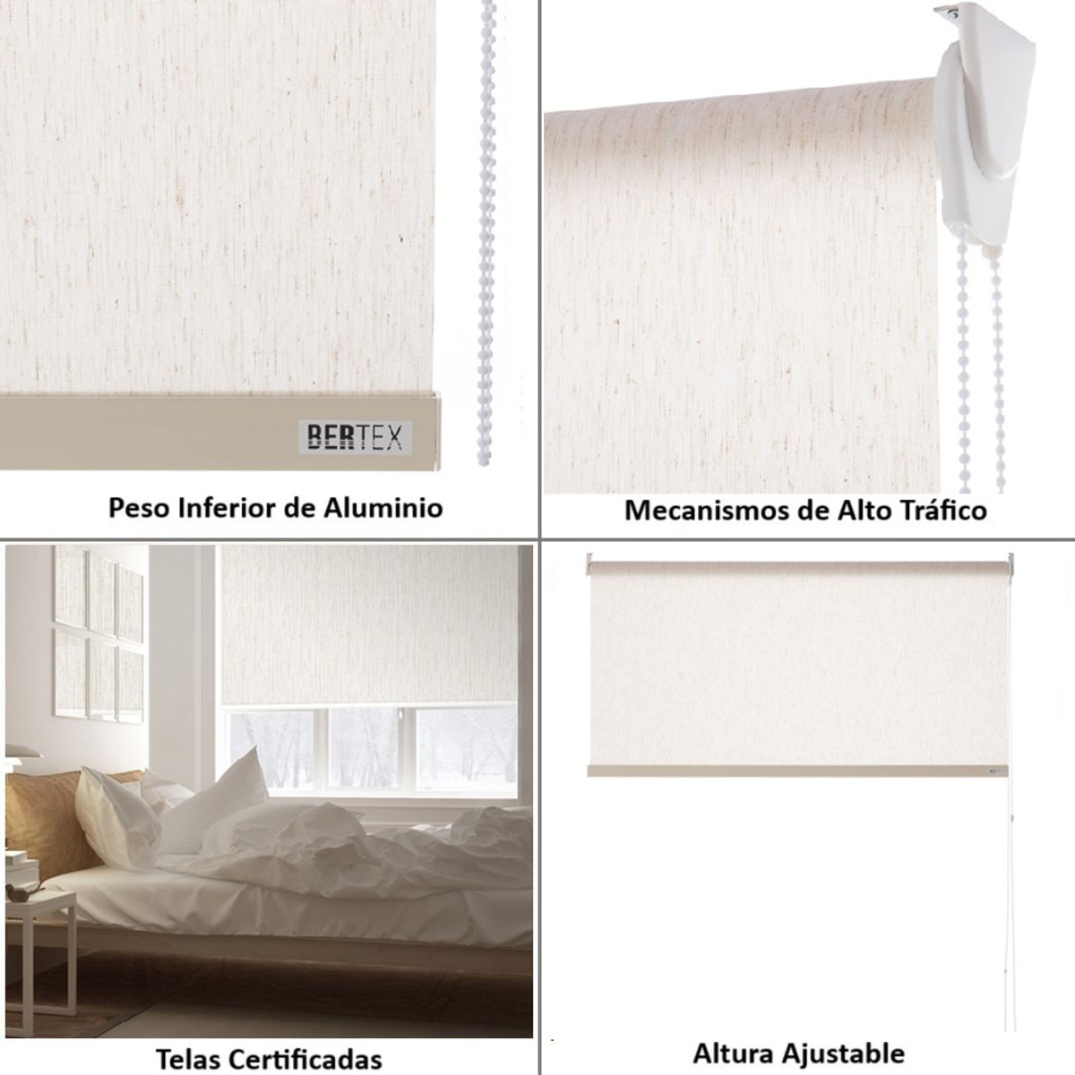 BERTEX - Cortina Roller Lino 145x240 cm Persiana de altura ajustable BERTEX