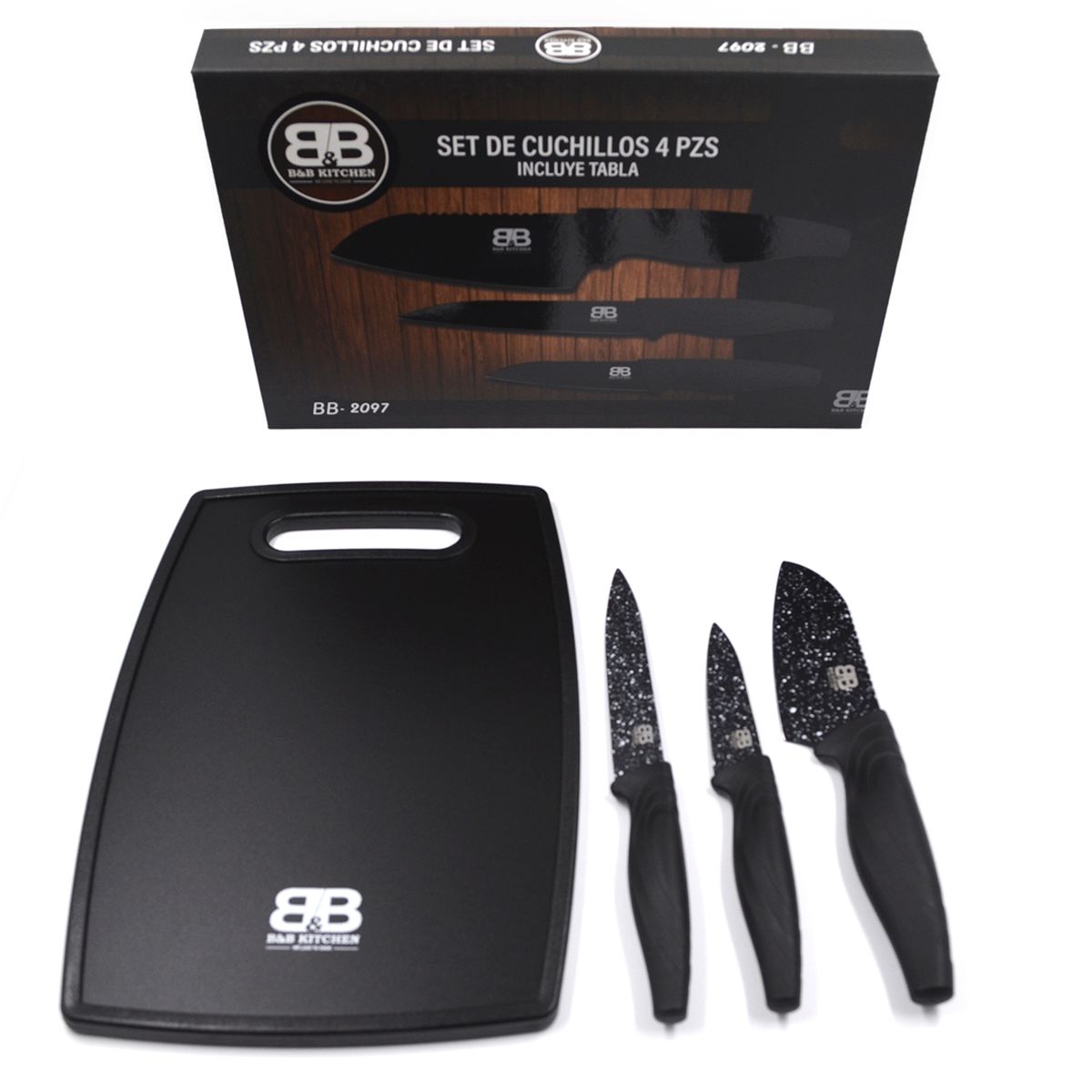 BLAUMANN - Juego de cuchillos 3 piezas + tabla  para verduras