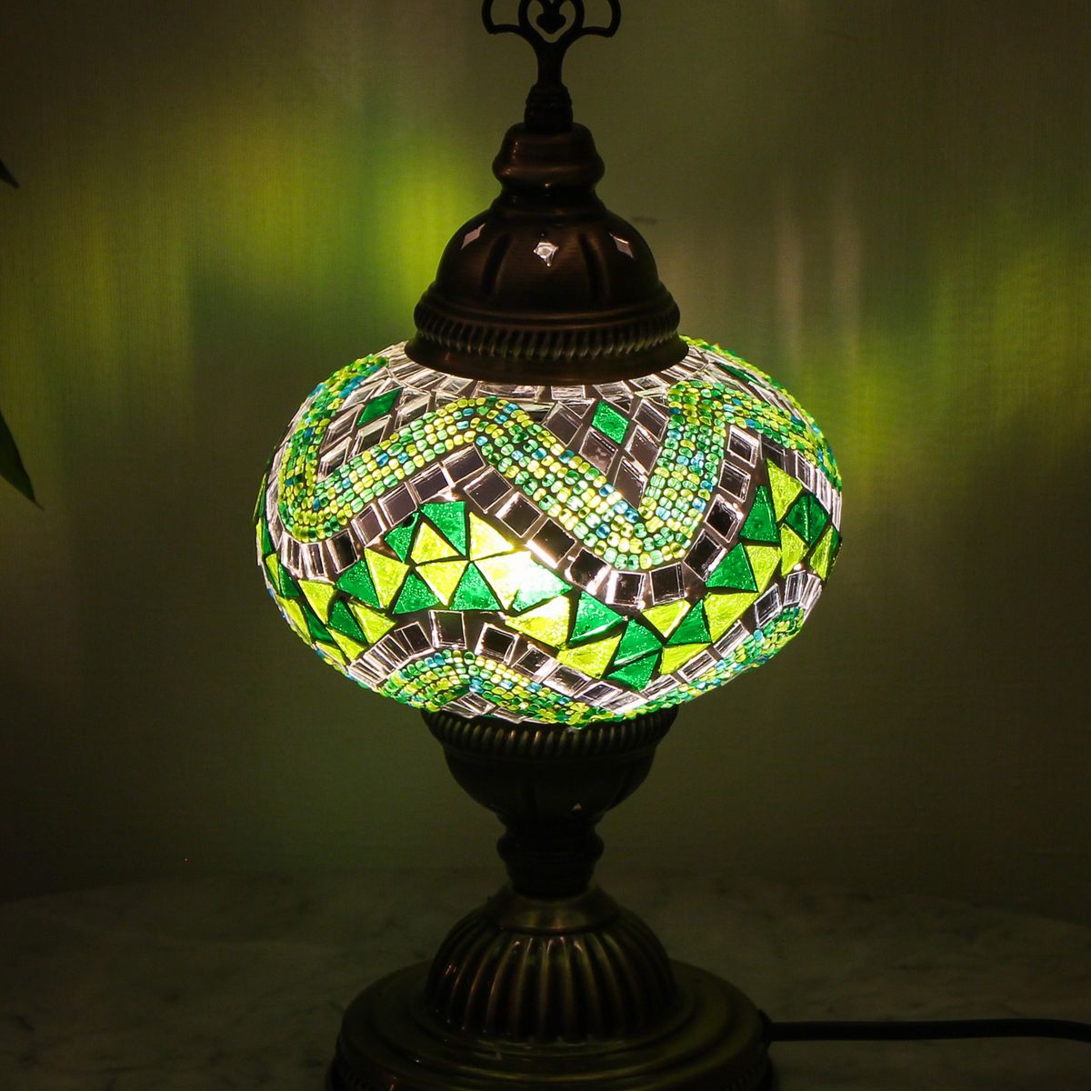 TURKUAZ - Lámpara turca de mesa M mármara verde